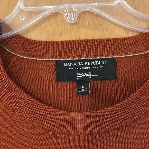 Banana Republic Men's Baruffa Italian Merino Wool Crew Neck Sweater Rust Large - Picture 3 of 10